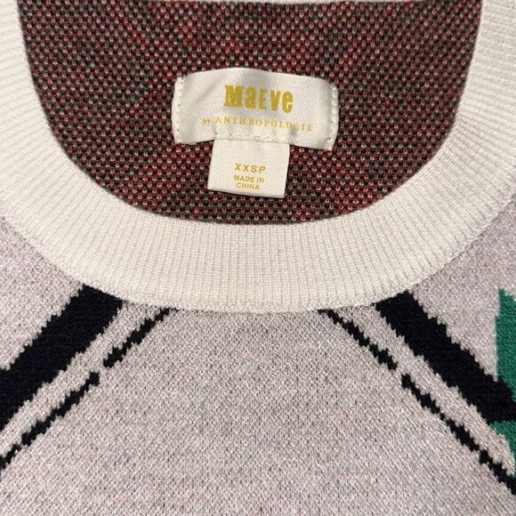 Anthro XXSP Maeve White Oversized Crop Crewneck Trellis Floral Pullover - Picture 9 of 17